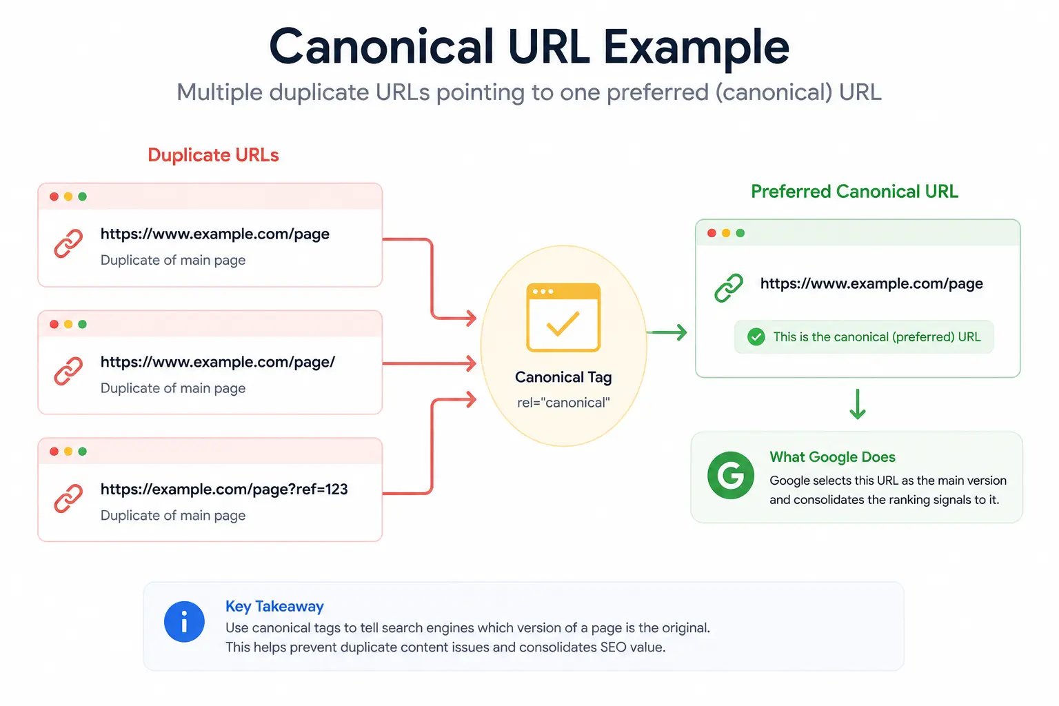 Canonical URL example for duplicate website pages